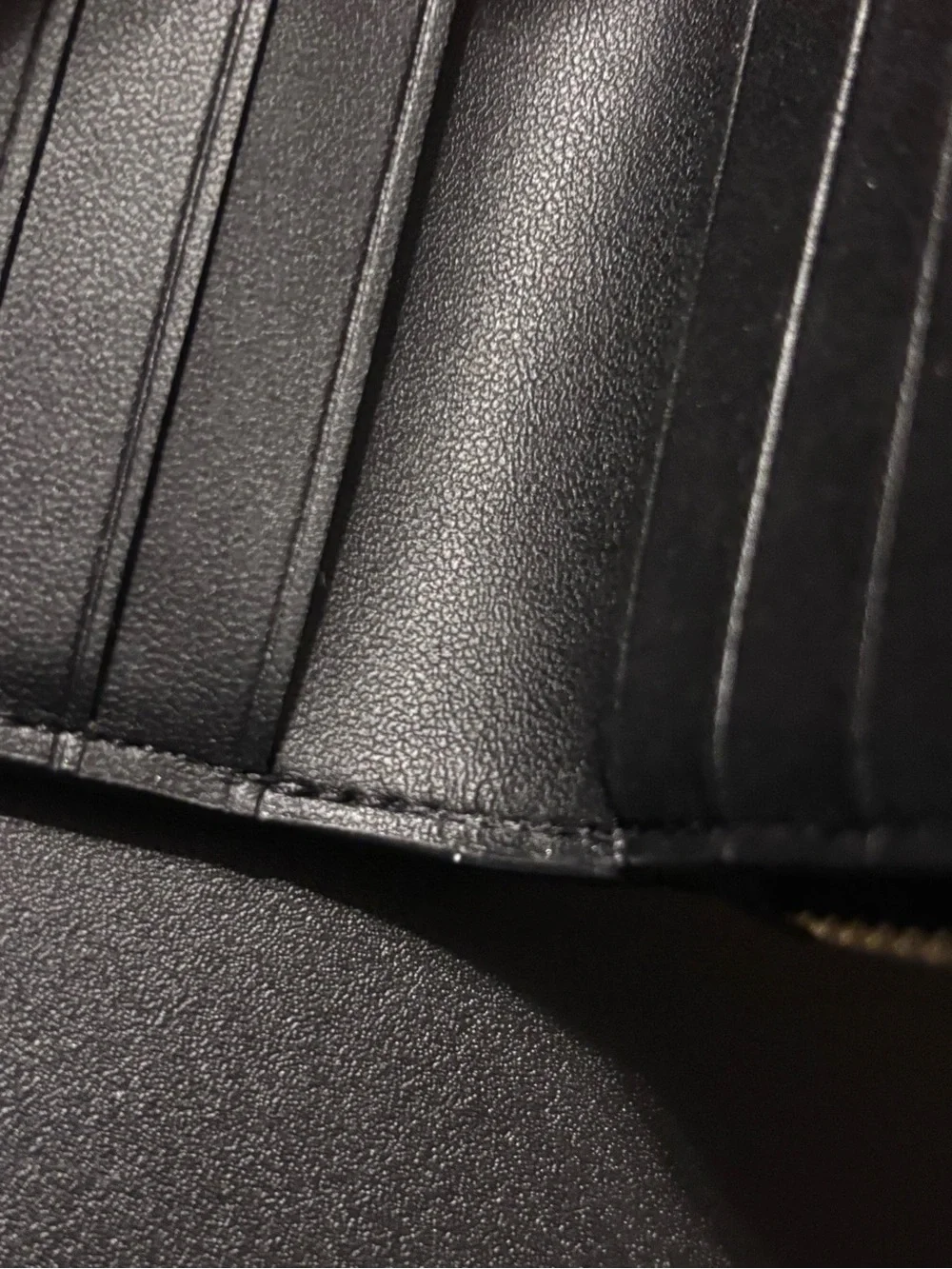 kate‎ spade black zip card wallet gold logo damage noted-id slot See PHOTOS